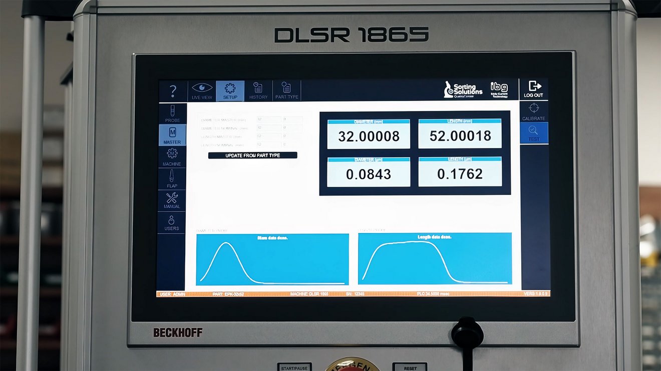 A DSLR 1865 screen showing test results